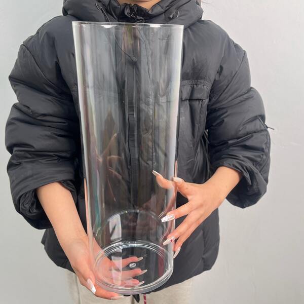 1pc Giant Acrylic Cylinder Vase, 15cm/5.9" Diameter, Large Transparent Rectangular, Shatterproof Flower Vase, Decorative Wedding Centerpiece, Home Garden, Wedding Ceremony, Formal Event, Fresh Flower Holder Gifts Birthday Graduation
