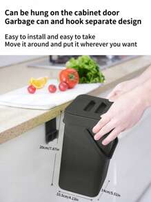 1pc Multi-Functional Trash Can, 3L/0.79 Gallon Hanging Trash Can, Convenient Kitchen Trash Can, 2-In-1 Wall Or Wall Hanging Trash Can, High Quality Compost Bucket, Office Garbage Basket, Household Items, Kitchen Accessories