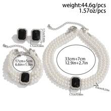 3pcs/Set Elegant Faux Pearl Jewelry Set, Including Multi-Layer Faux Pearl Necklace - Multicolor - View 2