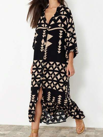 女士休闲几何印花长裙