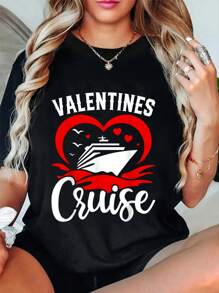 100% Cotton Valentine's Day Cruise  Matching Couple Cruise Vacation T-Shirt
