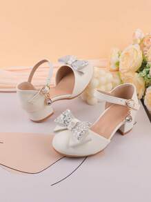 Zapatos de tacón alto blancos para niñas, zapatos formales de vestir de moda para desfiles, ballet, bodas, adecuados para niñas pequeñas, niñas y niñas grandes