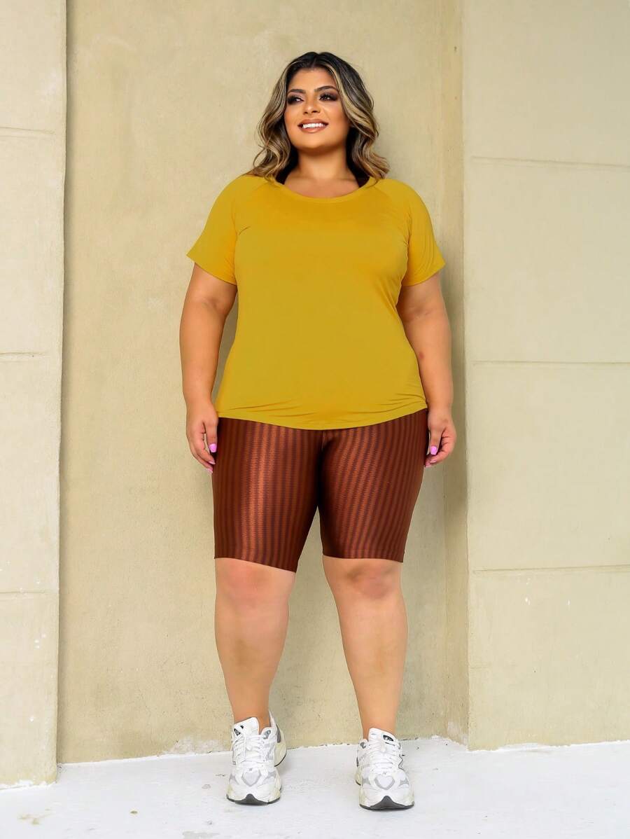 Plus Size Sports Top In Dry Fit Fabric - Light, Comfortable And Perfect For Training And Casual! - 芥末黃 - 查看 1