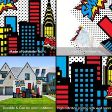 1pc,Superhero Cityscape Photography Backdrop,Architecture City Boom Party Photo Decoration Background,Birthday Banner Decoration,Photo Booth Studio Props,Birthday Cake Table Supplies,Theme Style Decoration Supplies - Multicolor - View 3