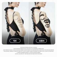 INK SECRET 1PC Lip Print Waterproof Herbal Tattoo Stickers For Men And Women, Handsome And Cool Symbols, Arms, Calves, Waist, Collarbone, Chest And Back - Black - View 5