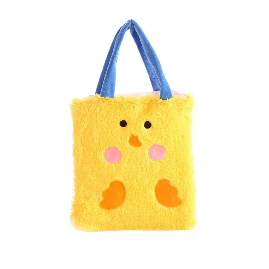 Bolsas de Pascua de peluche con forma de conejo y pollito de primavera, con asas, para el hogar, fiestas y la escuela. - Amarillo - Ver 1