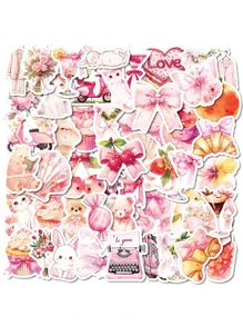 50 Pcs Cartoon Cute Pink Girl Heart Decoration Graffiti Stickers, Personalized Vinyl Waterproof Stickers, Decorating Laptops, Suitcases, Computers, Phone Cases, Diaries, Personalized Scrapbooks, Cute And Fun Gifts For Girls