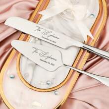 Engraved Cake Cutting Set, Cake Cutter Serving Set, Wedding Cake Set, Wedding Gift, Anniversary Keepsake, Wedding Gift For Bridal Shower - Silver - View 5