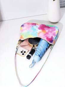 1 件彩色单肩包，随机镜面印花女士腋下钱包