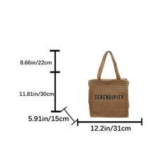 Fashionable, Versatile Solid Color Letter Print Tote Bag, Suitable For Vacation, Travel, Shopping, Simple And Casual With Large Capacity For Women
