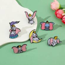 1/6 piezas. Broche de estilo creativo de Disney con diseño de elefante de dibujos animados. Pasador de metal esmaltado como accesorio para ropa, mochila, detalles festivos y joyas.