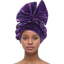 1pc New African Nigerian Traditional South American Muslim Black People Turban Headdress With Braids & Bow Decor - A - View 9