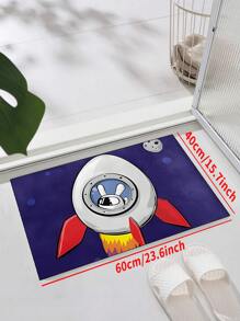 1 szt. "Króliczek astronauta latająca rakieta, Wielkanoc" wycieraczka, mata do wnętrz, dywanik, kreatywna mata do drzwi, mata w stylu przedpokoju, wystrój domu, antypoślizgowa mata podłogowa, akcesoria do sypialni, rekwizyty do zdjęć, wystrój zewnętrzny, dywanik, dywanik, prezent