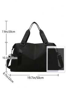 Versatile Solid Color Nylon Travel Bag With Large Capacity And Zipper: Carry It On Shoulder, Handheld, Or Crossbody - Black - View 8