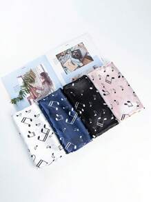 1pc Women Fashion Minimalist Music Symbol Print 35*35 Inch Headscarf, Casual Versatile Head Wrap, Soft & Skin-Friendly Bandana For All Seasons - Solid Color - View 1