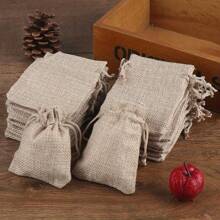 1/10pcs Natural Linen Jute Drawstring Bags | Rustic Beige Fabric Pouches For Jewelry & Party Favors | Storage Sacks With Tied Closure, For Mother's Day, Bridesmaid Gifts, Graduation Gifts, Birthday Gifts, Wedding Gifts,Birthday,Bride,Wedding