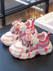 2025 Spring Autumn New Kids Sports Shoes Boys Girls Colorblock Cartoon Casual Sneakers Children Middle & Big Size Lightweight - Pink - View 4