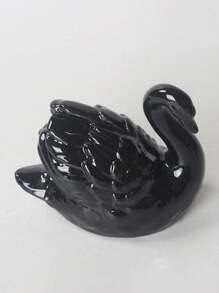 1pc Black & White Ceramic Swan Figurine, Creative Decor For Living Room, Study, Animal Succulent Planter