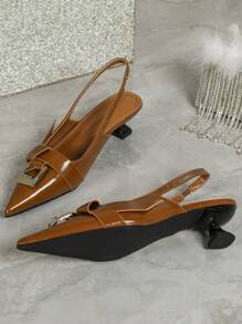 Women's Pointy Toe Low Heel Wine Glass Heel Sandals, Fashion Versatile French Elegant Minimalist Slide Shoes