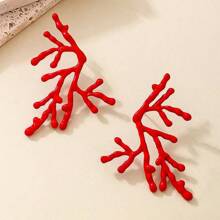 1 Pair Coral Ocean Themed Luxury Fashion Asymmetrical Exquisite Bohemian Style Earrings, Zinc Alloy Material, Suitable For Women To Wear On Beach Vacations And Parties
