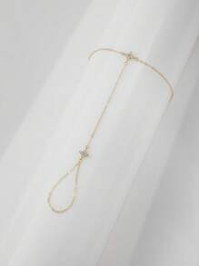 1 pieza Anillo de plata de ley 925 con diamante y doble trébol de cuatro hojas, pulsera chapada en oro, adecuado para uso diario/fiesta/citas de mujeres