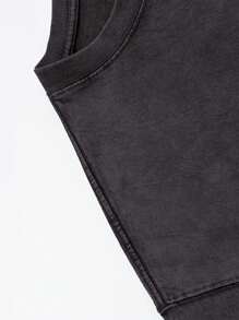 Leave A Sweet Lingguo Letter Pattern Printed High-Quality Washed T-Shirt, Fashionable And Versatile, Round Neck T-Shirt, Men's Outdoor Clothing.