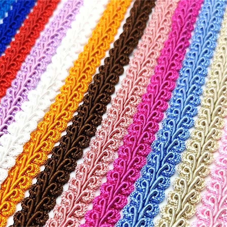 1.8 米涤纶编织花边 DIY 服装缝纫用品 蕾丝面料曲线花边 用于缝纫工艺品、服装配件 缝纫配件 - 彩色 - 查看 1