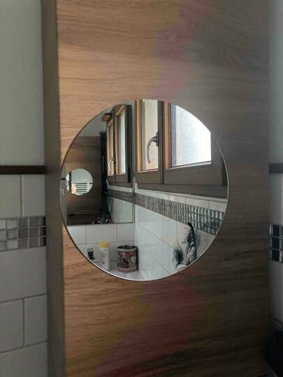 1pc Acrylic Mirror, Bathroom Spiegel Makeup Unbreakable, Self Adhesive, Peel Stick, No Installation Required. Wand Square Round Heart Shaped Waterproof Material, ative Mirror. Bedroom Vanity Office, Various Surfaces, Environments, Ho hold Helper. Home Back To School Room Supplies view 2