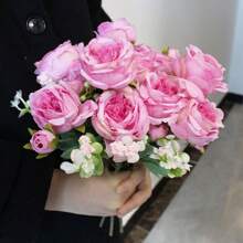 3PCS, Artificial Wedding Bouquet Of Roses, Imitation Plant Plastic Love Grass Fruit Foam Ball Combination Of Flowers, 31CM Long, Easter Mother's Day Wedding Decoration, Daily Party Activities Decoration, Hand Bouquet, Home Indoor And Outdoor Decoration, Table Decoration, Vase Decoration, Fireplace Wall Decoration, Outdoor Yard Decoration Gifts Birthday Graduation