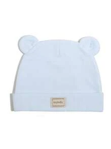1pc Newborn Soft Solid Color Baby Hat With English Word Decor