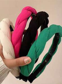 1/2件装韩国麻花百搭发带女增高头顶细边日常头带轻便不夹网状红色多色发夹