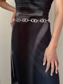 1pc Silver Star Decor Adjustable Metal Waist Chain, Suitable For Dresses, Pants, Daily Wear, Travel, Party, Halloween