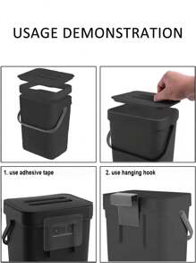 1pc Multi-Functional Trash Can, 3L/0.79 Gallon Hanging Trash Can, Convenient Kitchen Trash Can, 2-In-1 Wall Or Wall Hanging Trash Can, High Quality Compost Bucket, Office Garbage Basket, Household Items, Kitchen Accessories