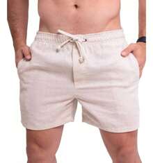 Men's Linen Bermuda Shorts Elegant Casual - 米色 - 查看 5