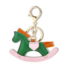 1pc Cute Korea Ins Style Mini Horse Pendant Charm, Handmade Leather Carton Rocking Horse Bag/Car Key Chain Accessories Car Accessories Bag Charm Backpack For School