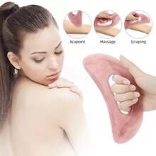 1pc ABS Material Gua Sha Massage Board, Suitable For Back And Face, Reusable Manual, Muscle Relaxation - Pink - View 1