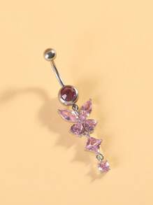 1 Set (7pcs) White Stone Butterfly Zirconia Navel Rings, Women Belly Button Piercing Crystal Navel Studs Body Jewelry Set