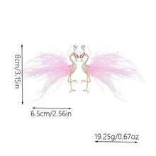 1 par de pendientes de flamingo artificial con cuentas, decoración de rhinestone, moda personalizada para fiesta de mujer