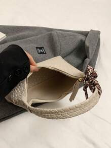 1pc Minimalist Beige Shoulder Armpit Bag With Free Scarf - 米色 - 查看 10