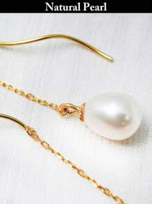 1 par de elegantes pendientes colgantes de plata 925 con perla de cultivo natural, diseño minimalista, adecuados para uso diario, fiestas y regalos para mujeres, para Pascua