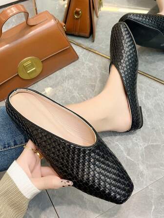 1 双夏季新款时尚法式一脚蹬凉鞋，柔软鞋底，舒适百搭