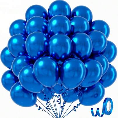 10/20/30/40/50pcs Metal Blue Balloons 18/12/10/5 Inches, Chrome Blue Latex Balloons Used For Graduation Baptism Shower Party Birthday Party Decoration Balloons