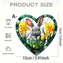 1 Person Easter Bunny Sun Catcher Window Hanging Decoration - Acrylic Spot With Charming Rabbit And Daffodil Design, Perfect For Home, Garden, Office And Outdoor Holiday Decoration, Holiday Decoration|Rabbit Design|Glossy Finish, Easter Decoration, Holiday Decoration Easter Decorations Party Gift