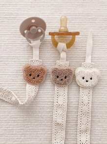 2 件/包或 1 件熊和蕾丝婴儿奶嘴链、奶嘴夹、牙胶玩具挂绳、婴儿防丢失带