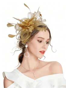 Fascinators Hats For Women Tea Party Hats 1950s Kentucky Derby Hats Feather Hair Clip For Bride Wedding Party Birdcage Veil Headband Flower 1920s Headpiece For Horse Race Vintage Hats 50s Outfit Hats 1940s Victorian Hat Pillbox Hats Accessories For Women Girl Birthday Mother's Day Halloween Christmas Gift - Shape - View 3