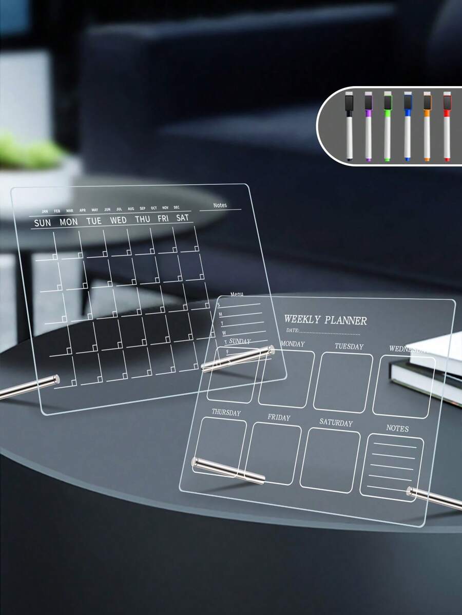 1 块亚克力白板透明留言书写板、亚克力备忘录办公室白色待办事项列表白板、可写透明亚克力公告板、广告板价格菜单标志门前透明亚克力公告板、亚克力书写板 - 彩色 - 查看 1