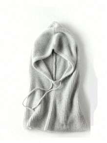 1 pezzo Set di berretto lavorato a maglia e sciarpa per donna, design a balaclava, caldo e antivento per l'autunno/inverno, colletto staccabile alla moda