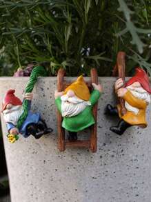3pcs Set Resin Mini Gnome Statues - Charming Garden Figurines, Suitable For Outdoor Fairy Garden, Potted Decor, And DIY Landscaping