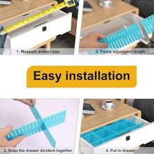 4 件高品质可调节白色抽屉隔板，DIY 抽屉整理器，可完美整理抽屉、化妆品、衣服、内衣、餐具、厨房、浴室、卧室、办公室 - 彩色 - 查看 5
