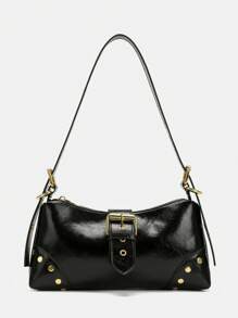 复古欧式单肩包，拉链封口，采用嬉皮风格皮革制成，外观独特，可用作手提包或腋下包，商务休闲女包，适合办公室、商务和工作场合，复古女包